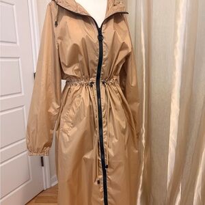 Tan Midi Trench-Style Raincoat